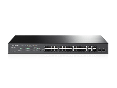 TP-Link TL-SL2428P T1500-28PCT Géré L2 Fast Ethernet (10/100) Connexion Ethernet, supportant l'alimentation via ce port (PoE) 1U Noir