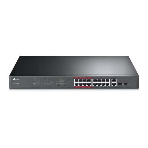TP-Link TL-SL1218MP Non-géré Gigabit Ethernet (10/100/1000) Connexion Ethernet, supportant l'alimentation via ce port (PoE) Noir