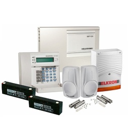 [MP106TGV&quot;A&quot; + HPA700P + KP100D + IR 15 + SPA 12] Elkron KIT Alarme MP106 (Central + Sirène + Clavier + 2 Détecteurs de mouvements + Contacteur + 2 Batteries)